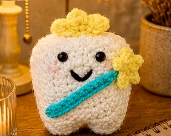 Crochet Tooth Fairy Pillow | Modern Keepsake with Pocket, Handmade Nursery Decor