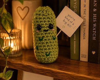 Crochet Pickle Plush | Emotional Support Desk Buddy, Funny Encouragement Gift