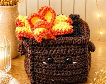 Crochet Dumpster Fire Decor | Emotional Support Chaos Friend, Office Humor Desk Accessory