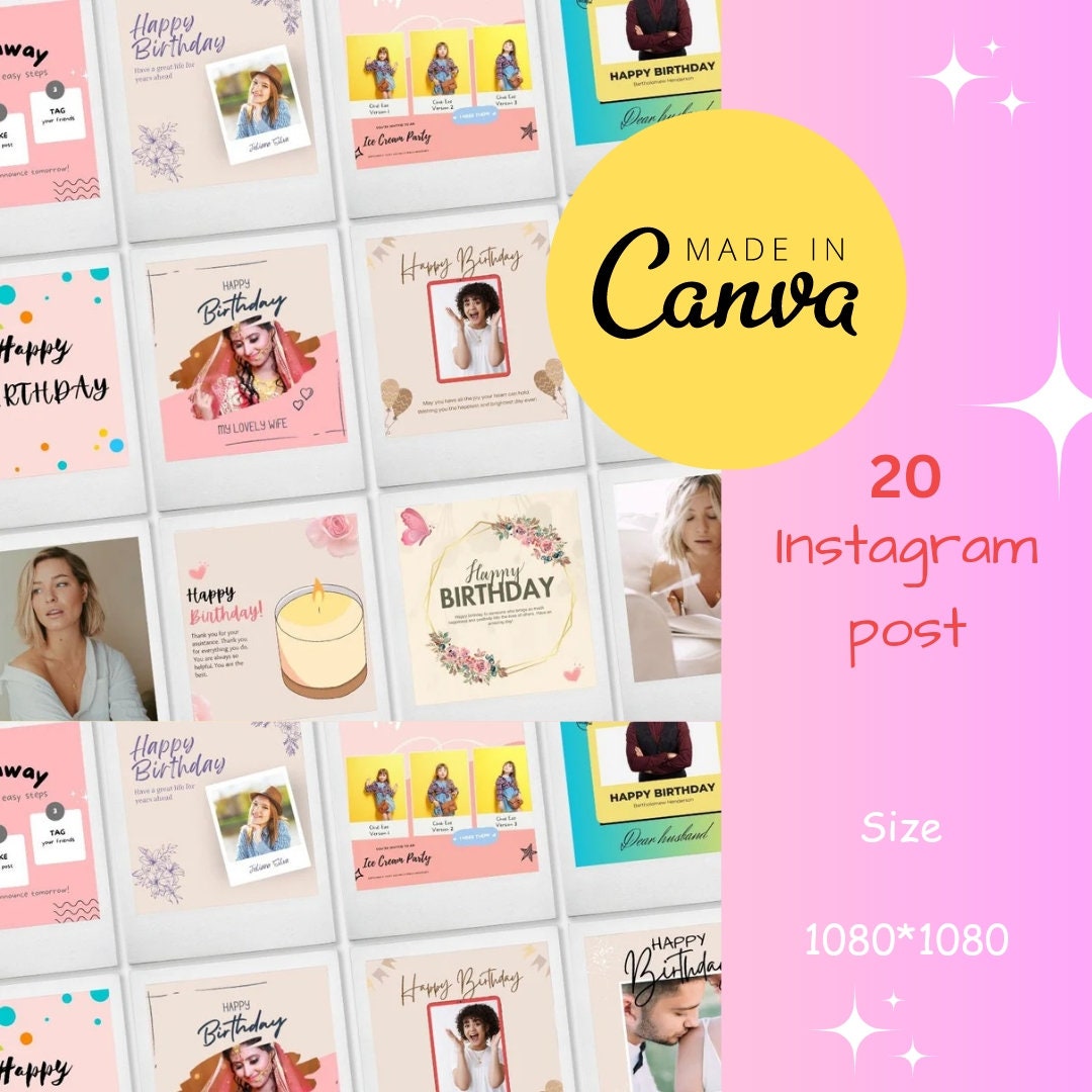 20 Instagram Birthday Templates Canva Templates Etsy