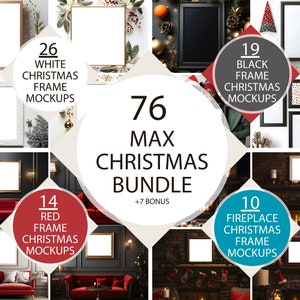 76 Christmas Photo Frame Mockup Canva | MAX BUNDLE | Smart Canva Template, Boho Mockup, Interior Posters, Styled Mockups
