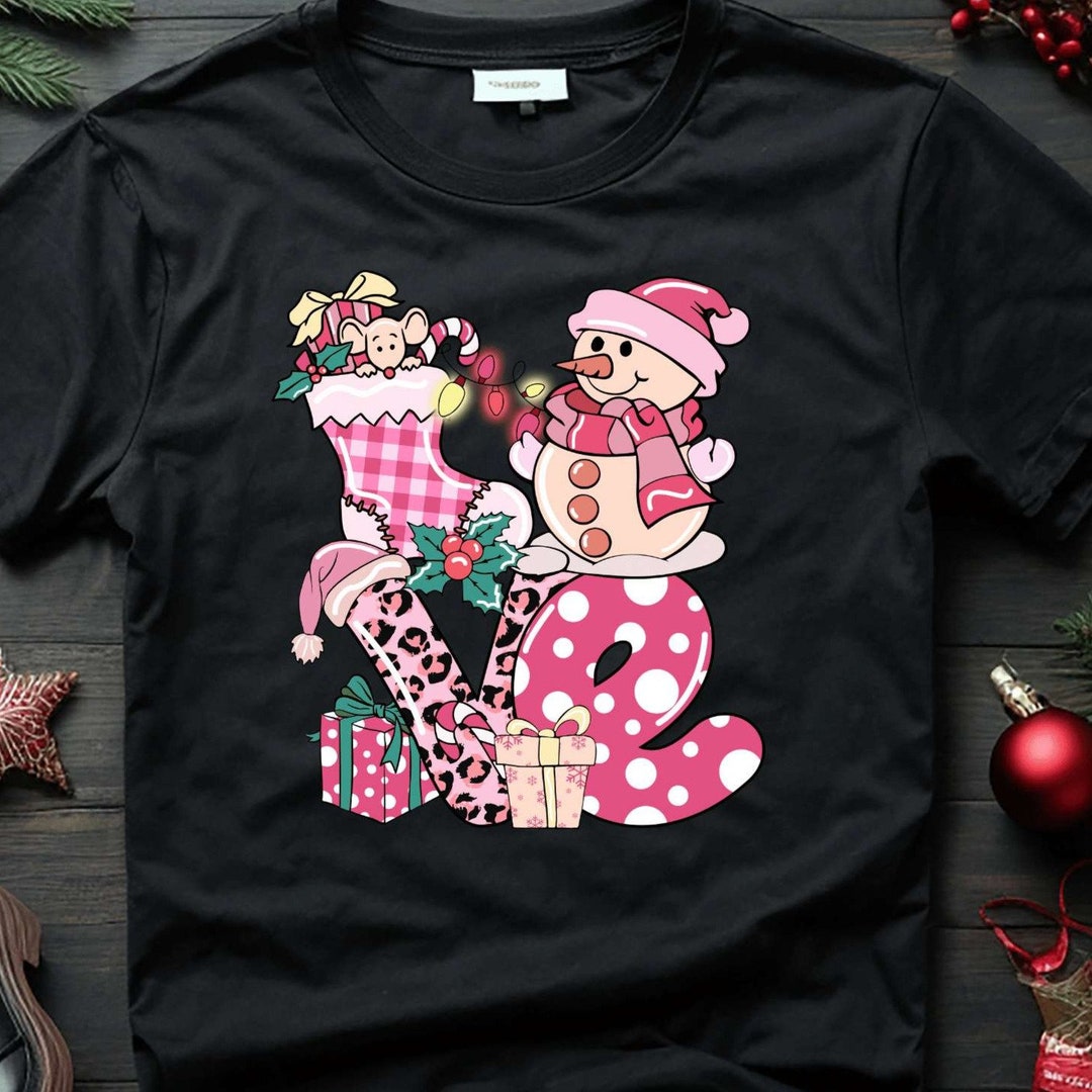 Merry Christmas Pink Tee, Pink Christmas Shirt, Merry Christmas Tree