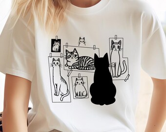 Cat Gallery T-shirt, This is Art and This is Artist Cat Shirt Artistic Cat Graphic Tee Cat Art Shirt for Feline Lovers, Cute Cat Shirt