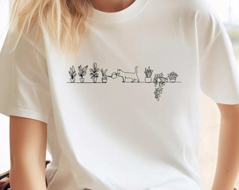 Cat Watering Plants Shirts, Plant Lady Shirts, Plants Shirt, Gardening T-shirt, Succulents And Cat Shirts,Cats and Plants Shirts,