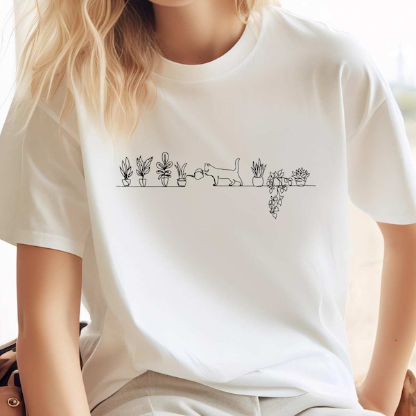 Cat Watering Plants Shirts, Plant Lady Shirts, Plants Shirt, Gardening T-shirt, Succulents And Cat Shirts,Cats and Plants Shirts,