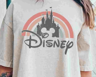 Comfort Colors® Disney Rainbow Castle Shirt, Disney Vintage ,Disney Family Shirt, Disney Castle Shirt, Disney Retro Shirt, Disneyworld Shirt