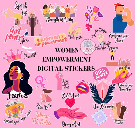 Women Empowerment Digital Stickers, Planner Stickers, Clear Resolution  Stickers, Female Motivational Stickers 