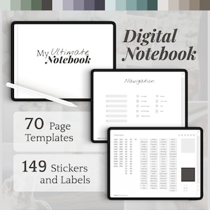 My Ultimate Notebook | Digital Notebook, Goodnotes, Notability, 6 Tabs, 70 Page Templates, Hyperlink Navigation, Minimalist, Landscape