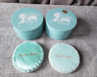 Vintage Pair Elizabeth Arden Blue Grass Celluloid Powder Box