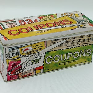 Vintage 1981 Coupon Tin Box image 1