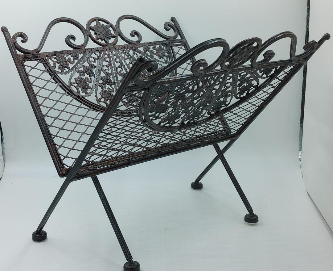 Iron Table Magazine Rack Vintage Cast Iron Magazine Rack - Etsy