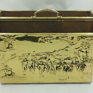Vintage Brass Wood Magazine Holder