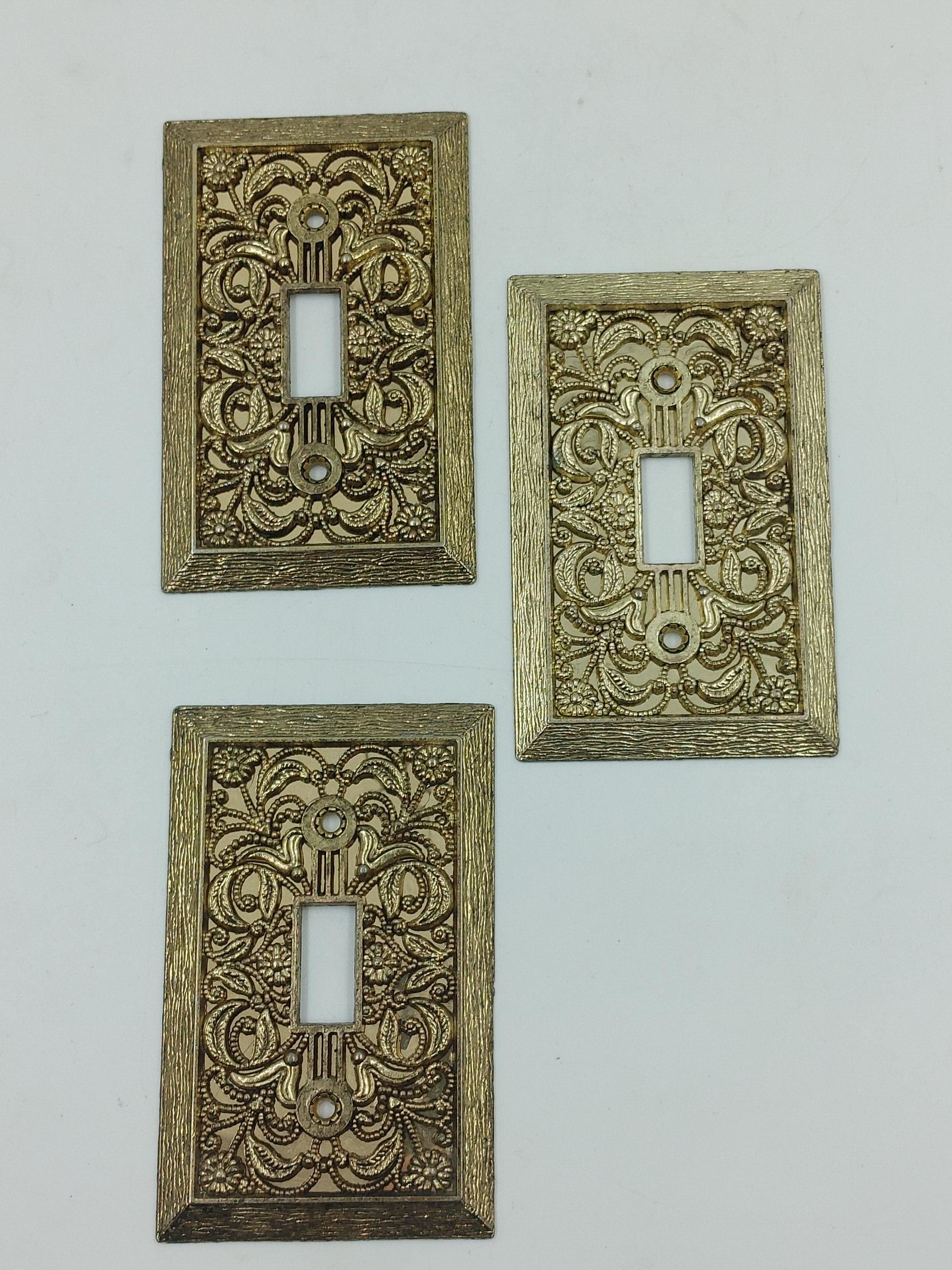 Vintage Brass Light Switch Covers Set of 3