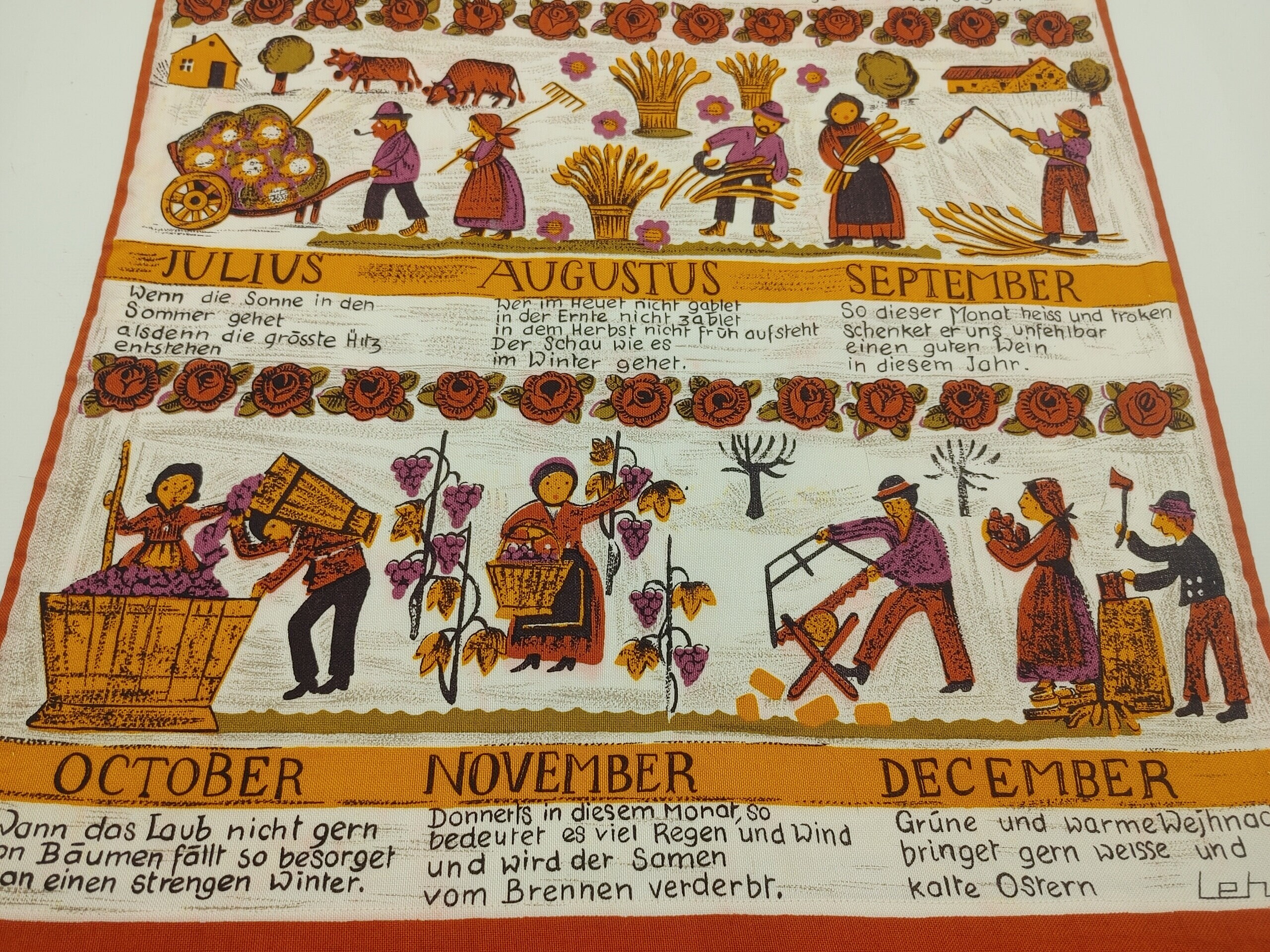 Vintage German Bauernregeln Design Calendar Tea Towel - Etsy