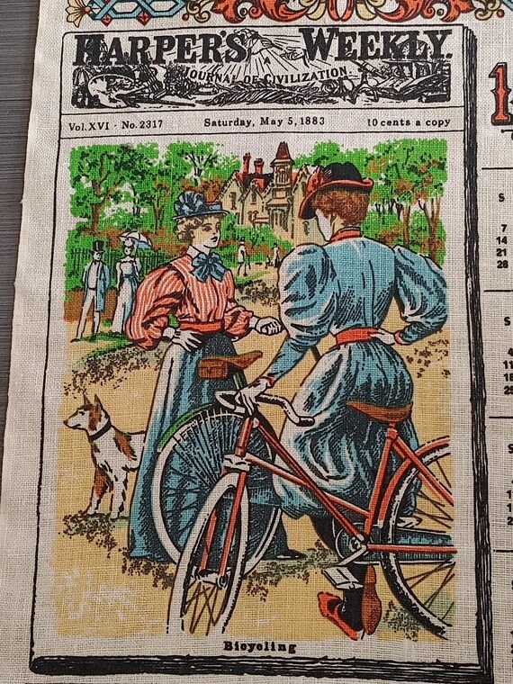 Vintage Harper's Weekly Linen 1883 Calendar Tea Towel - Etsy