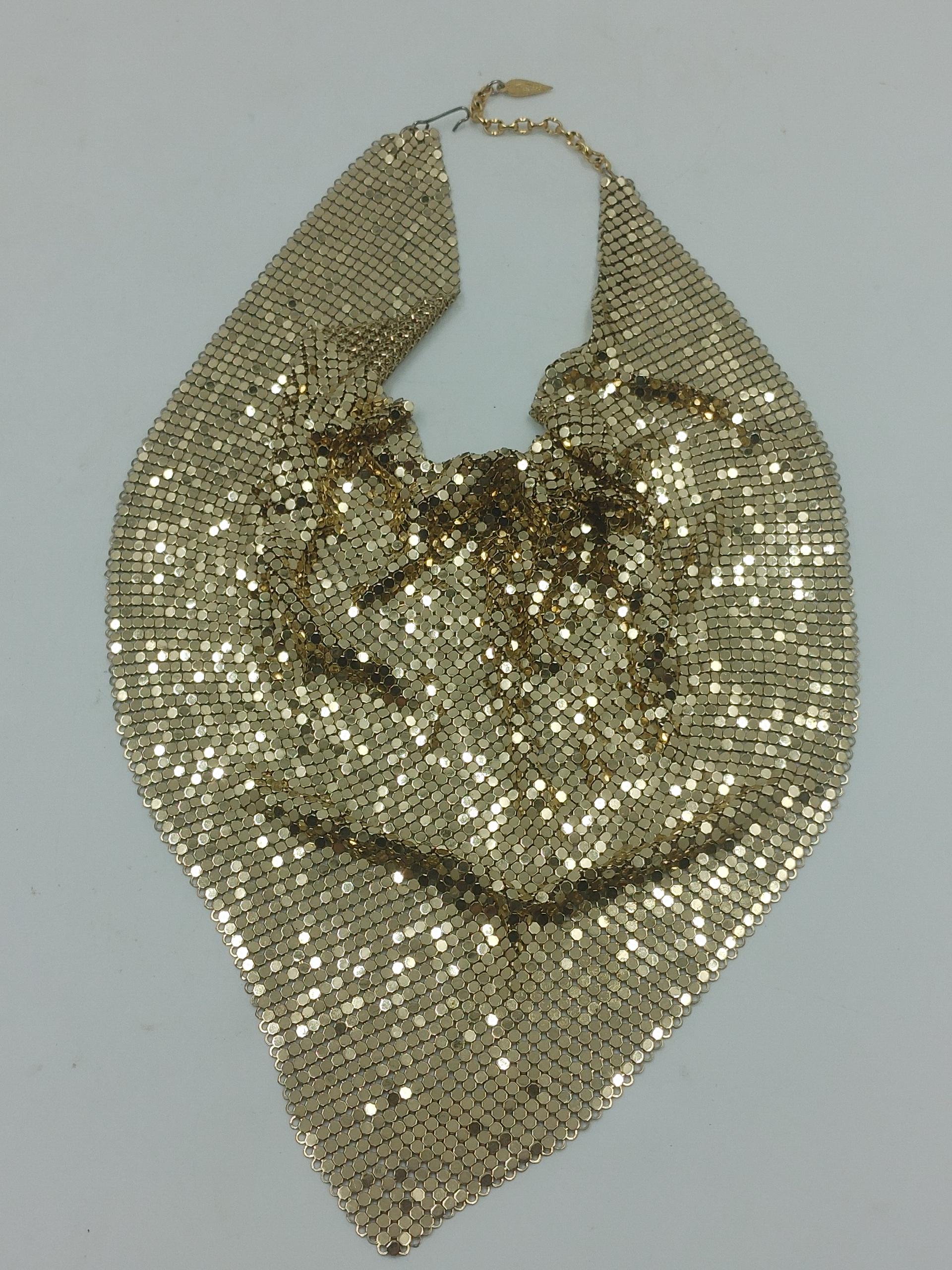 Vintage Whiting and Davis Gold Tone Bib Necklace