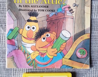 Vintage 1987 Sesame Street Book & Cassette Tape Set: What's Up in the Attic?