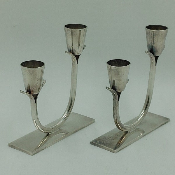 Vintage Silver Plate Tulip Candle Holders