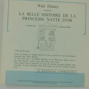 Vintage French Walt Disney Princesse Natte D'or Story Books & LP Record image 3