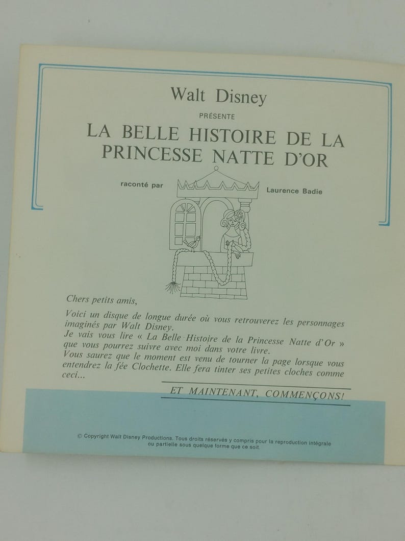 Vintage French Walt Disney Princesse Natte D'or Story Books & LP Record image 3