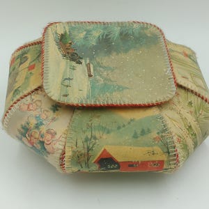 Vintage Handcrafted Sewn Greeting Cards Basket