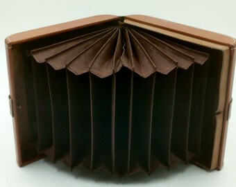 Vintage Accordion File Folder With Leather Cover – Expanding