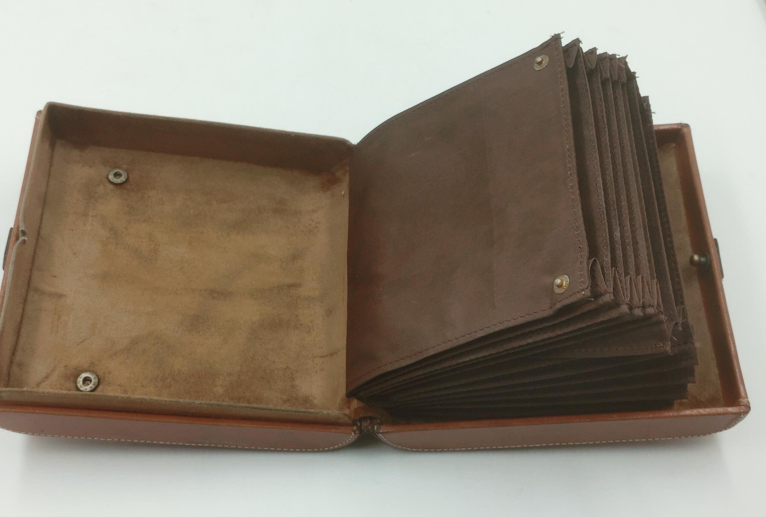 Vintage Accordion File Folder With Leather Cover – Expanding