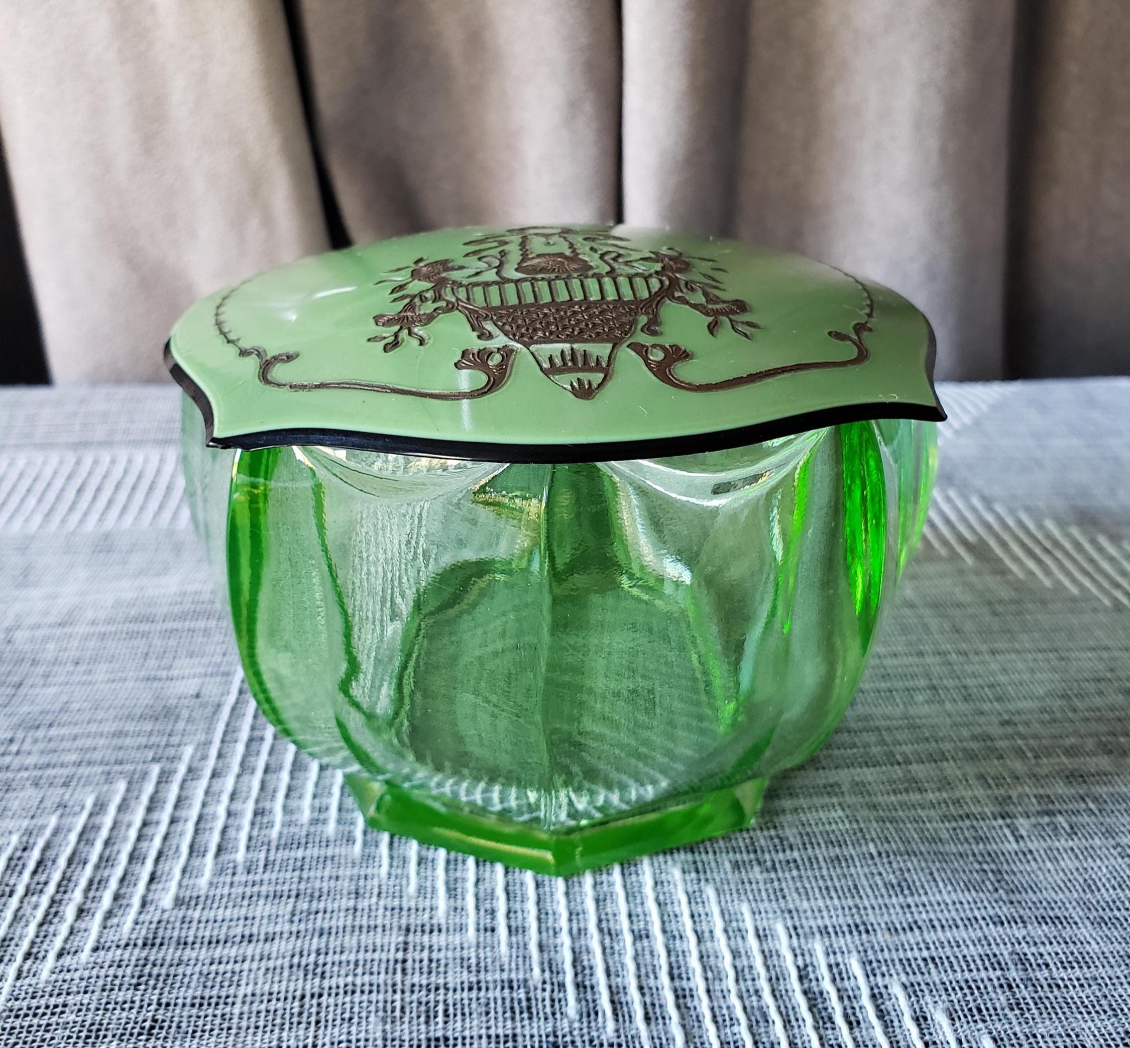 ウランガラス ハンドル付きバスケット キャンディディッシュ