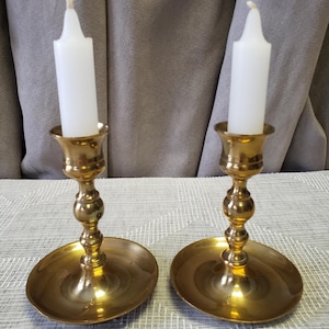 Vintage Pair Brass Candlestick Holders