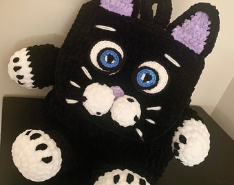 Sac à dos pour enfants au crochet Black Cat, sac à dos animal, cadeau pour enfants, sac à dos pour enfants, cadeau d'anniversaire pour enfants, chat noir