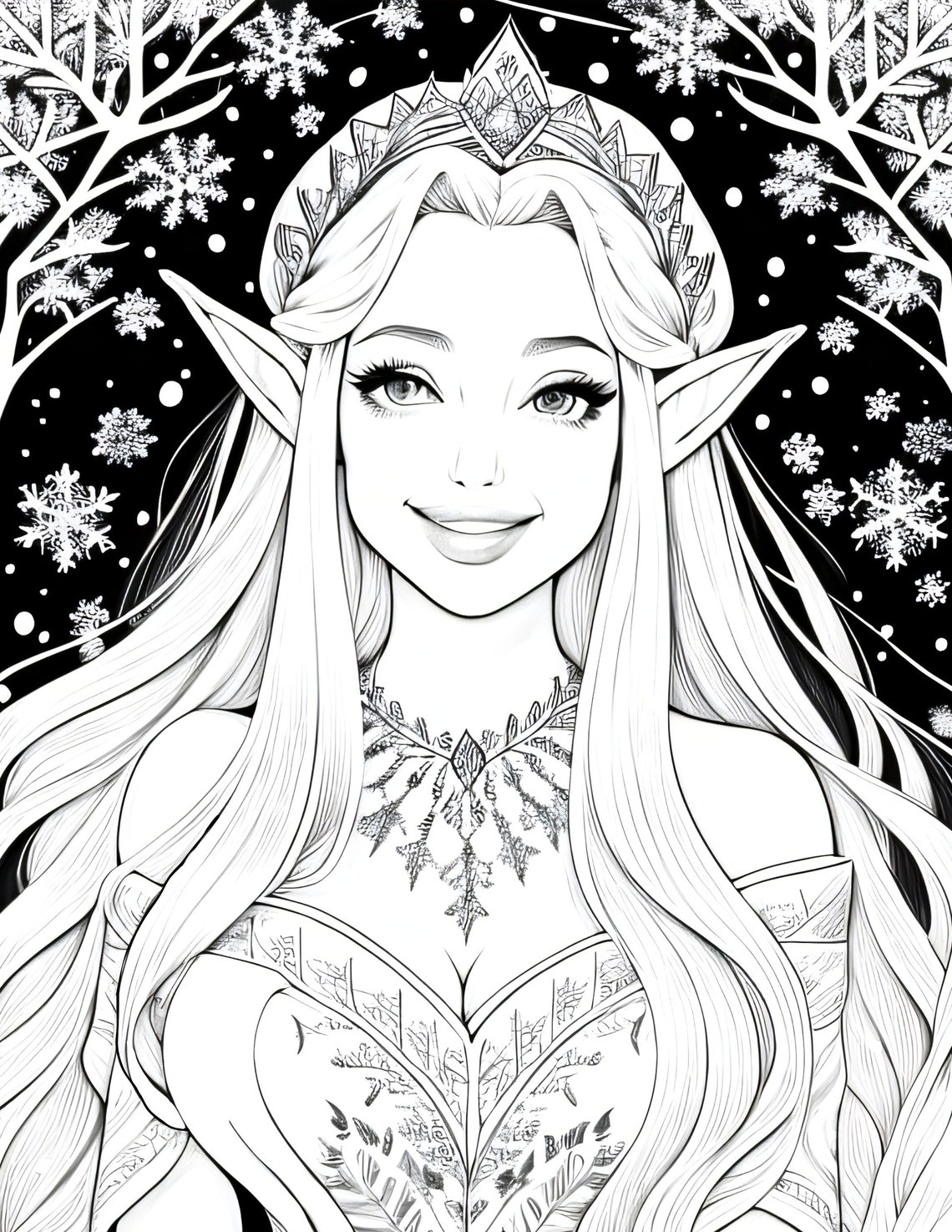 Winter Elf Princess Coloring Pages - Etsy