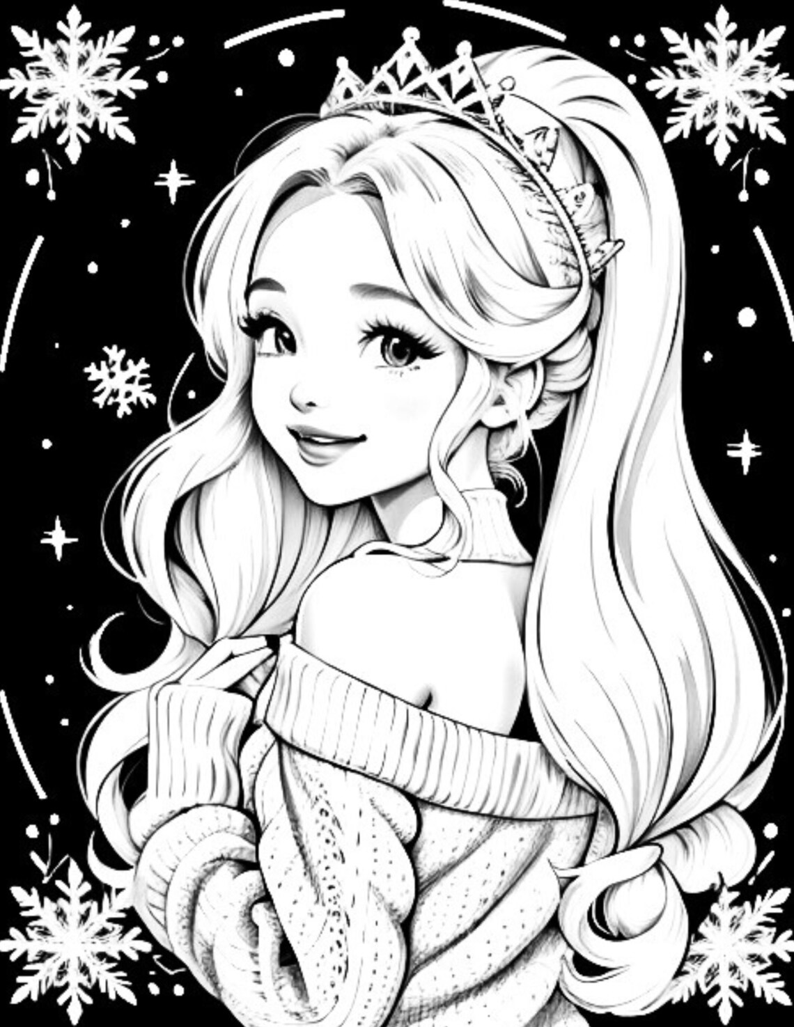 Winter Princess Coloring Pages - Etsy