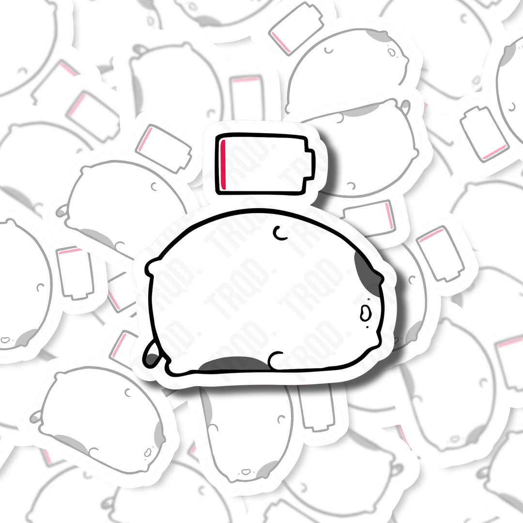 Out of Battery Cat Sticker Vinyl Graphics Anime Sticker Etsy