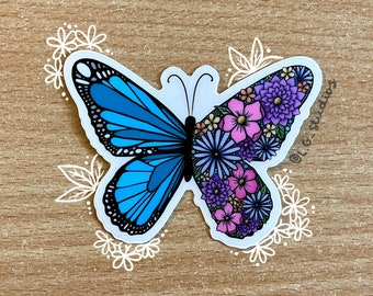 Sticker papillon floral