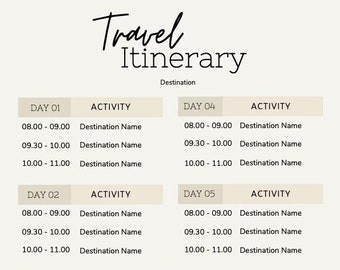 Guía de viaje e itinerario personalizables y de estética neutra