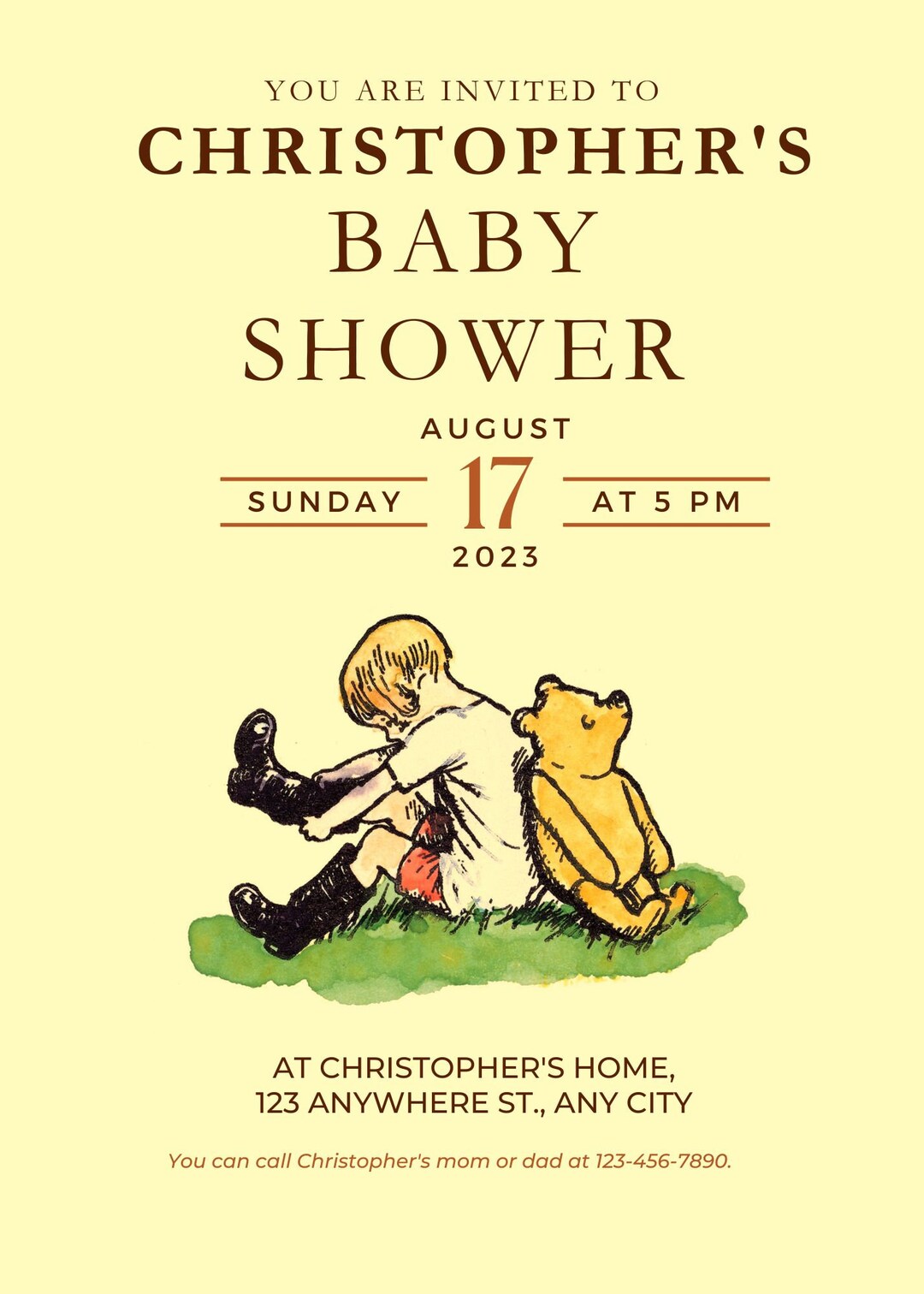 Winnie the Pooh Baby Shower Invitation Template Etsy