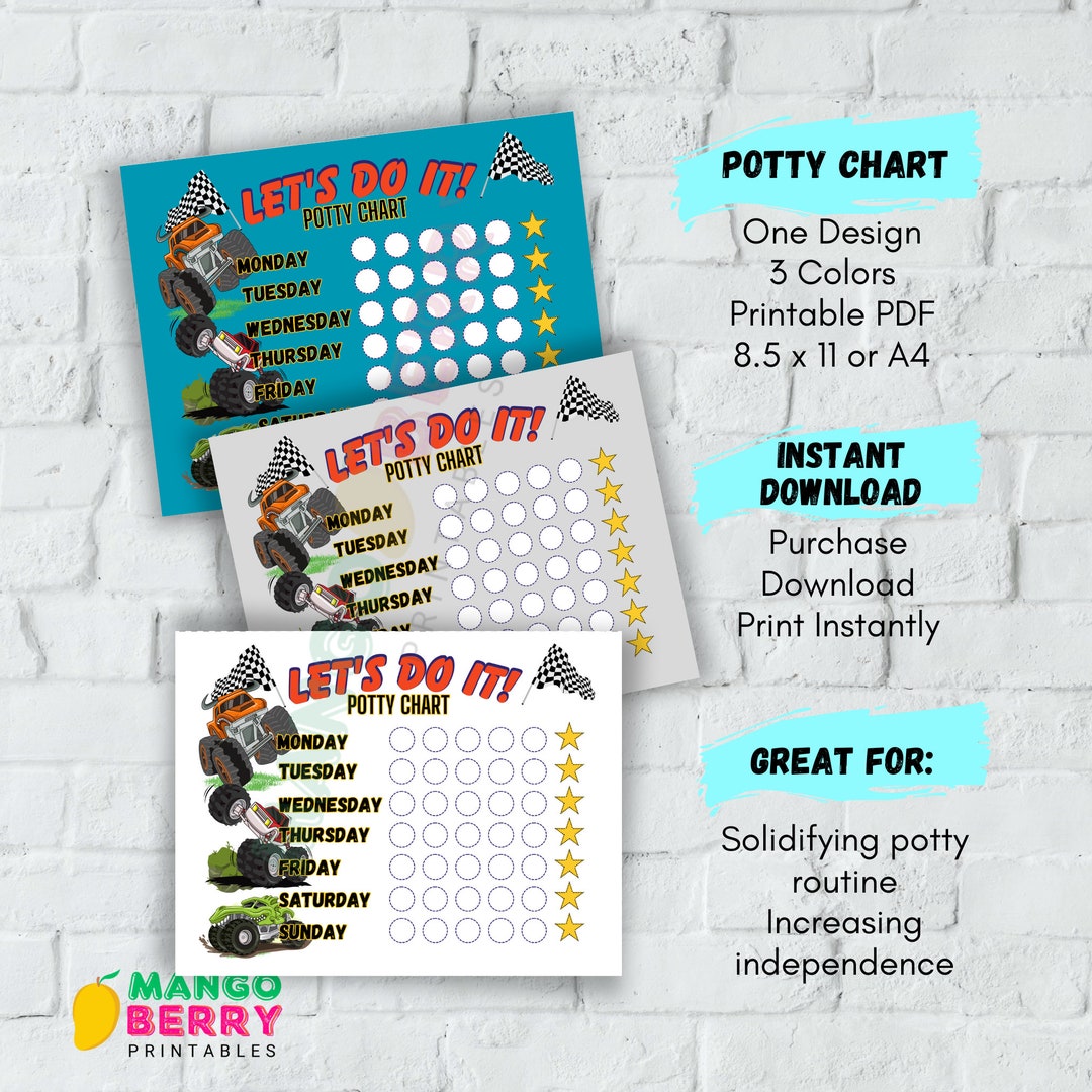 Printable Potty Chart, Toddler Reward Chart, Kids Routine Chart, Child Behavior Chart, Monster ...