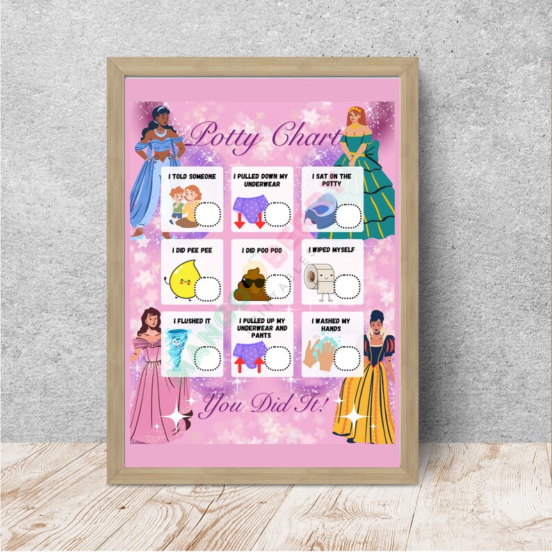 Printable Princess Potty Chart, Toddler Reward Chart, Kids Routine Chart, Child Behavior Chart ...