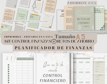 Planificador de Gastos y Ahorro en Español, Planificador de Finanzas Español, Agenda de Presupuesto control de hábitos financiero, sin fecha