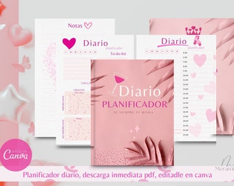 Daily planner pdf editable in canva, planner in Spanish, daily planner Spanish, planner template, downloadable pdf
