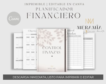 Financial planner in Spanish, finance agenda, undated perpetual agenda, spending and savings diary, control of financial habits