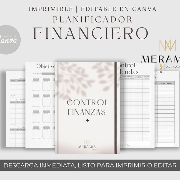 Planificador financiero en español, agenda de finanzas, agenda perpetua sin fecha, diario de gastos y ahorros, control de hábitos financiero