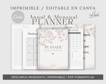 Annual planner, monthly planner, editable in canva, plan your year,