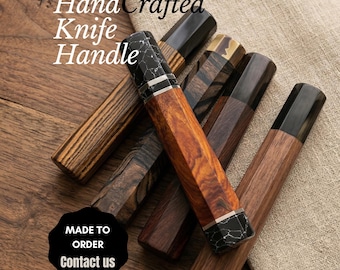 Custom Japanese Wa Knife Handle, Wood and Buffalo Horn