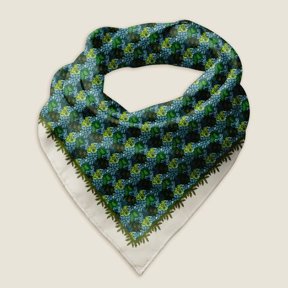 Green Moss Forest Bandana Scarf | 100% Recycled Material | 3 Size Options