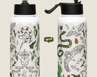 Peace Out in the Woods 32 oz Insulated Water Bottle