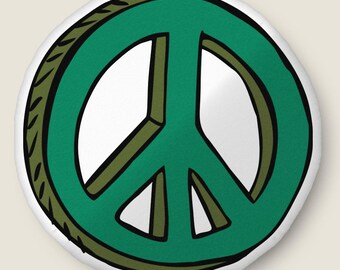 Peace Sign Rococo Style Shaped Pillow | Outdoorsy Girl Gift | Charms |  Home Decor Throw Pillow | Apartment Decor | Vintage Elegance