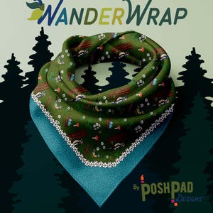 Birds & Mushrooms Bandana Scarf | Bandana Outfit | Head Wrap | Eco-friendly Recycled Material | Hiking Gear | How to Wear a Bandana
