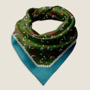 Birds & Mushrooms Bandana Scarf | Eco-friendly Recycled Material