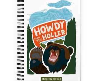 Howdy from the Holler: Bear | Spiral notebook with Dotted Grid Pages | Field Notes | Journal | Junk Journal